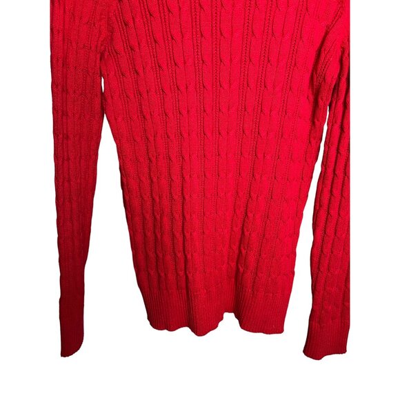 St John's Bay Size Large Red Cable Knit V-Neck Sweater Long Sleeve - Picture 10 of 14